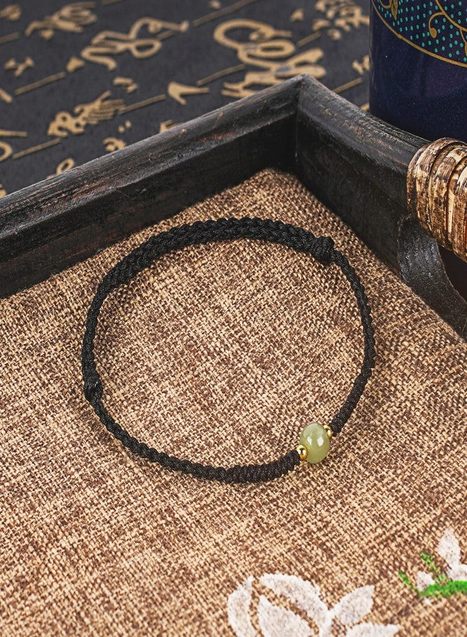 Chiorgone Hetian Jade Ankle Bracelet - Lucky Chinese Zodiac Protection Bracelet with Black Braided Cord, Hotan Jade Spacer Beads (Feng Shui Gift for Women, Minimalist Style) - Image 5